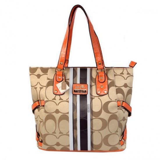 Coach In Signature Logo Medium Khaki Totes BFF Coach In Signature Logo Medium Khaki Totes BFF